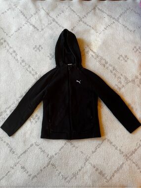 Puma Black Kids' Zip-Up Hooded Sweatshirt